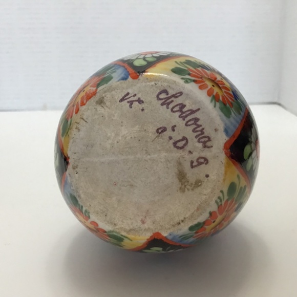 Vintage Chodovia czechoslovakia ceramic hand painted floral vase - Picture 3 of 5